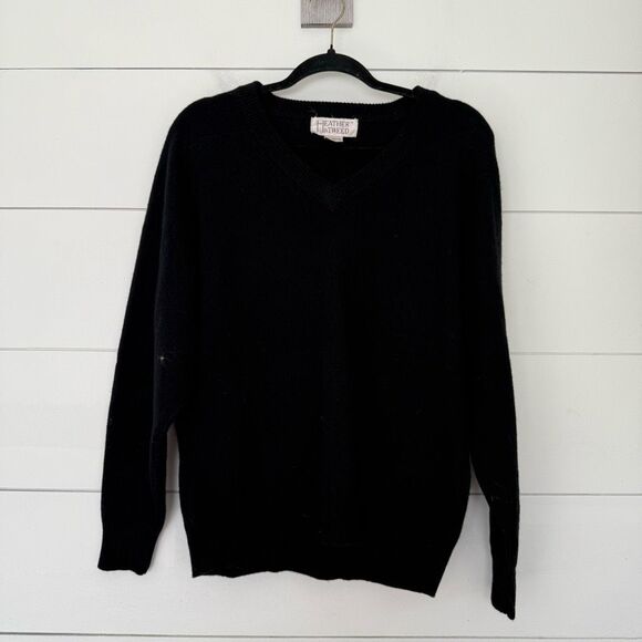Vintage Heather & Tweed Women’s Medium Black 100% Lambswool Sweater - Picture 1 of 4